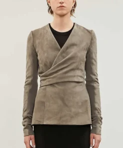Sylvie Emily In Paris S01 Wrap Grey Leather Jacket