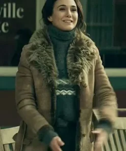 TV Show Superman and Lois Lana Emmanuelle Chriqui Lang Cushing Brown Leather Long Sherpa Coat