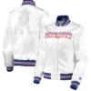 Tammy New England Patriots White Satin Bomber Jacket