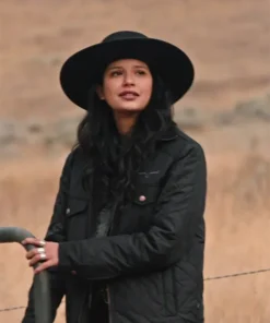 Tanaya Beatty TV Series Yellowstone Avery Season 4 Black Quilted Jacket For Sale