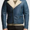 Taylor Shearling Blue Genuine Sheepskin Leather Jacket