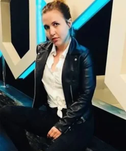 Taylor Tomlinson Black Biker Leather Jacket