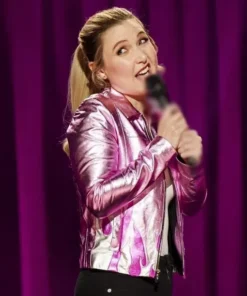 Taylor Tomlinson Have It All Pink Leather Jacket sale