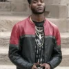 The Chi Reg Taylor Red Black Faux Leather Jacket