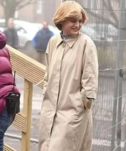 The Crown S04 Emma Corrin Beige Trench Coat