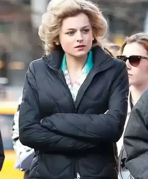 The Crown S04 Princess Diana Black Puffer Jacket