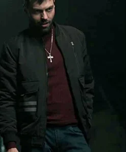 The Equalizer Boris Granolic Black Cotton Bomber Jacket