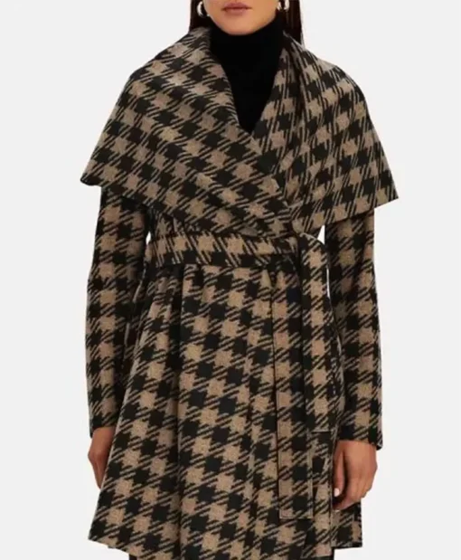 The Equalizer Liza Lapira Houndstooth Wool Coat