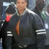 The Equalizer S03 Queen Latifah Robyn McCall Black Varsity Bomber Jacket with White Stripes