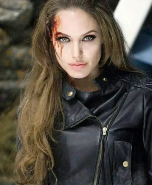 The Eternals Thena Black Biker Leather Jacket