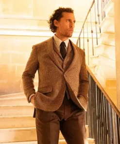 The Gentlemen Matthew McConaughey Brown Partywear Plaid Suit