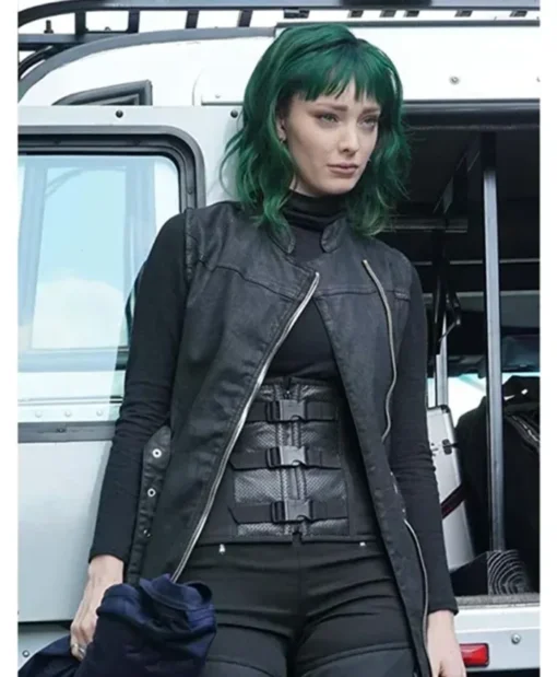 The Gifted Lorna Dane Sleeveless Black Leather Coat