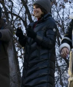 The Girls on the Bus 2024 Melissa Benoist Puffer Black Coat