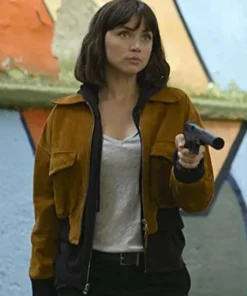 The Gray Man 2022 Dani Miranda Brown Cotton Cropped Jacket