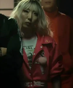 The Killer’s Game Cropped Red Varsity Jacket