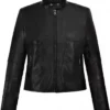 The Matrix 4 Trinity 2021 Black Leather Moto Jacket