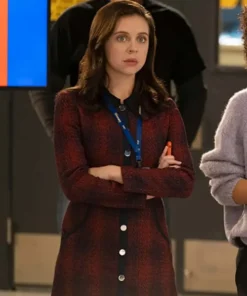 The Morning Show Bel Powley Red Wool Plaid Coat