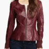 The Originals Rebekah Mikaelson Maroon Leather Jacket
