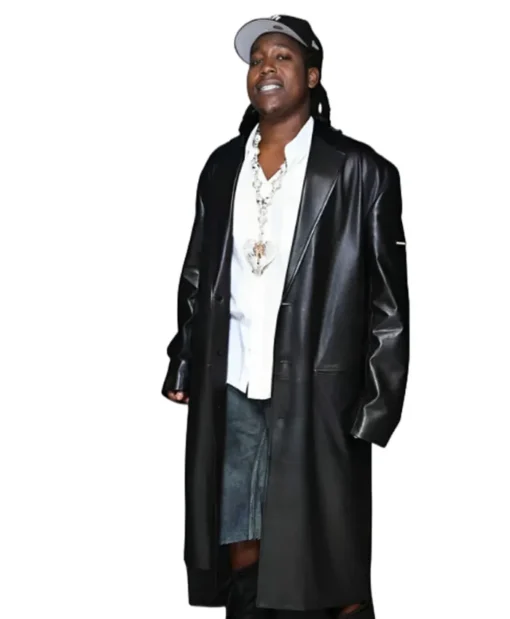 The Tonight Show 2023 Don Toliver Black Leather Trench Coat For Men And Women