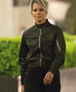 The Union 2024 Halle Berry Bomber Black Jacket-font