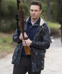 The Walking Dead Aaron Black Leather Hooded Jacket