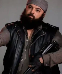 The Walking Dead Savior Guard Black Leather Biker Vest