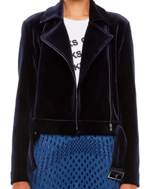 The Young and The Restless Mishael Morgan Navy Blue Velvet Jacket