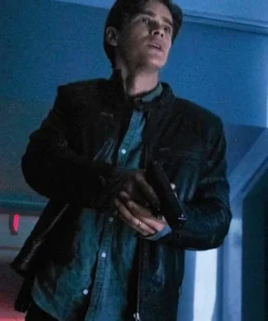 Titans Brenton Thwaites Black Cafe Racer Quilted Leather Jacket