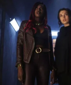 Titans Kory Anders Brown Studded Biker Leather Jacket