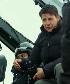 Tom Cruise Top Gun Maverick Zip Up Black Puffer Jacket