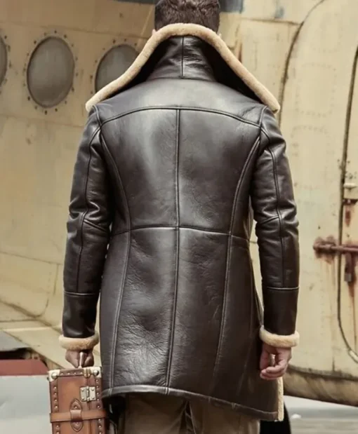 Tom Hardy B3 Shearling Farrier Brown Leather Long Coat