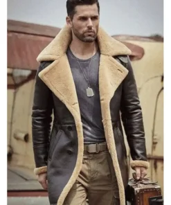 Tom Hardy B3 Shearling Farrier Brown Leather Long Coat