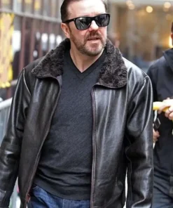 Tony Johnson TV Series After Life Ricky Gervais Jacket With Fur Collar