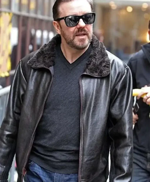 Tony Johnson TV Series After Life Ricky Gervais Jacket With Fur Collar