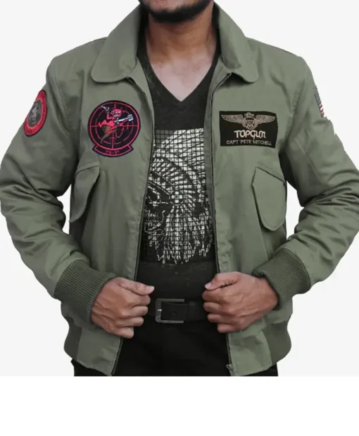 Top Gun 2 Capt. Pete Maverick Tom Cruise MA-1 Flight USS Galveston Bomber Jacket