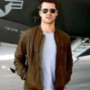 Top Gun 2 Maverick Glen Powell Brown Cafe Racer Leather Jacket