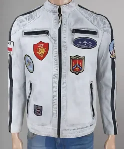 Top Gun Aircraft Dept Seabees Quilted Leather Jacket