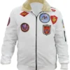 Top Gun Flight B-15 White Bomber Parachute Sherpa Jacket