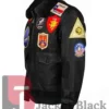 Top Gun G-1 Black Aviator Bomber Sherpa Leather Jacket