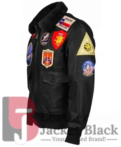 Top Gun G-1 Black Aviator Bomber Sherpa Leather Jacket