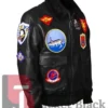 Top Gun G-1 Black Aviator Sherpa Bomber Leather Jacket