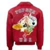 Top Gun USA Lady Lucky Red US Flag Bomber Leather Jacket