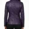 Totten Womens Asymmetrical Belted Leather Purple Jacket