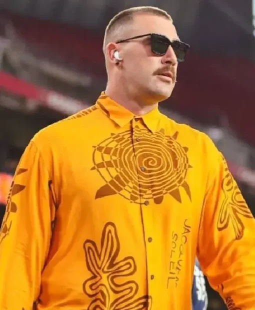 Travis Kelce Sun Printed Buttoned Orange Shirt