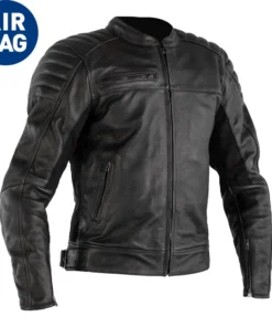 Trent RST Fusion Airbag Ce Mens Black Cafe Racer Leather Jacket