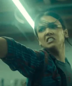 Trigger Warning 2024 Plaid Jessica Alba Jacket