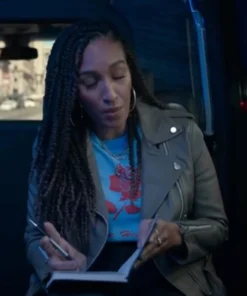 True Story Billie Grey Biker Leather Jacket