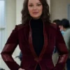 Tully Hart Firefly Lane S02 Maroon Velvet Blazer