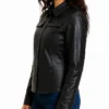 Turn Down Black Leather Jacket Womens
