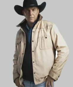Tv Series Yellowstone Season 05 Kevin Costner John Dutton Cream White Cotton Jacket For Sale